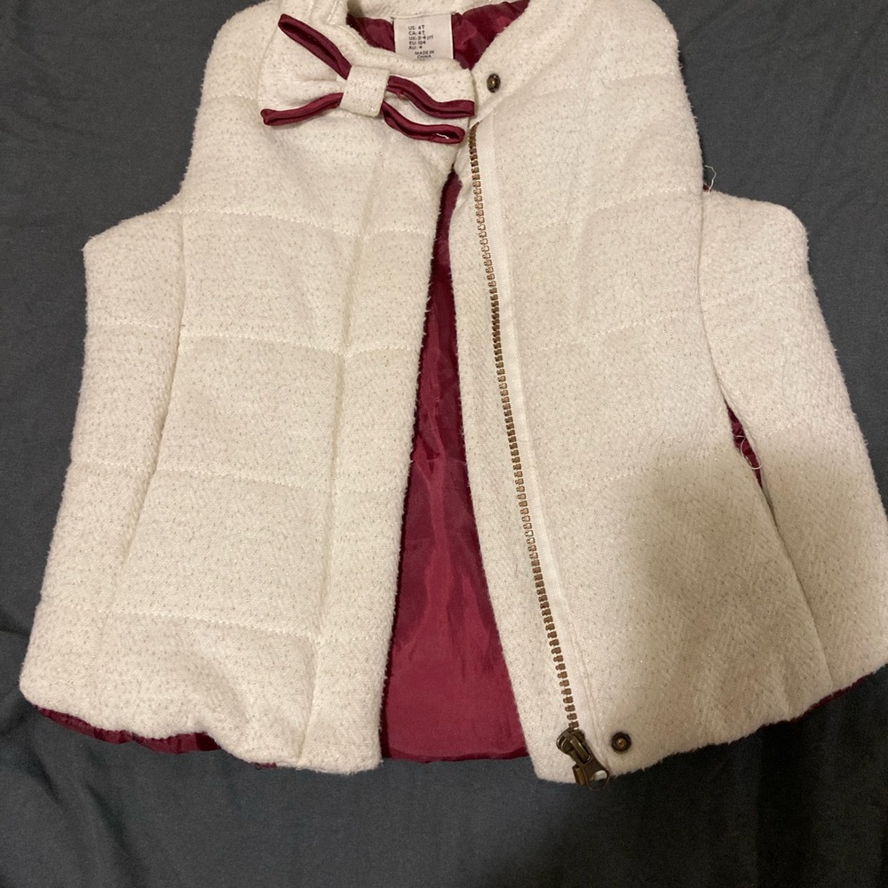 Max Studio Baby White Sparkly and Red Vest